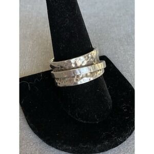 Silpada 925 Sterling Silver Wide Band Hammered Spinnervring Size 10 Vintage